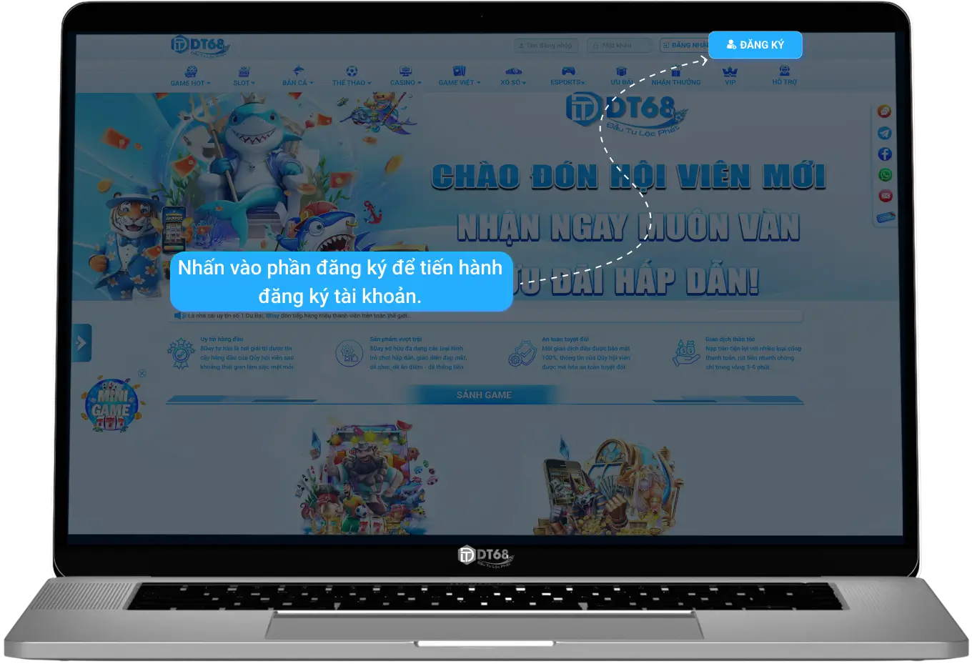 Hướng dẫn đăng ký DT68